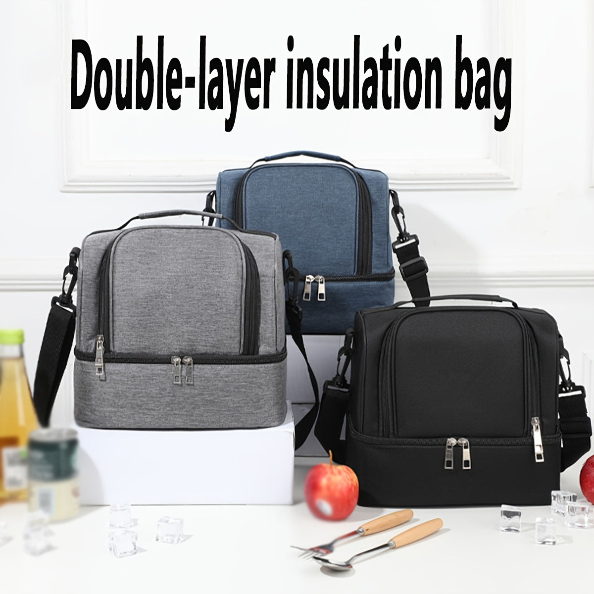 Large Insulated Lunch Bag Thermal Cooler with Shoulder Strap