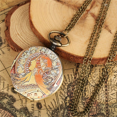 Vintage Flip Open Face Watch Goddess Quartz Clock For Men Women