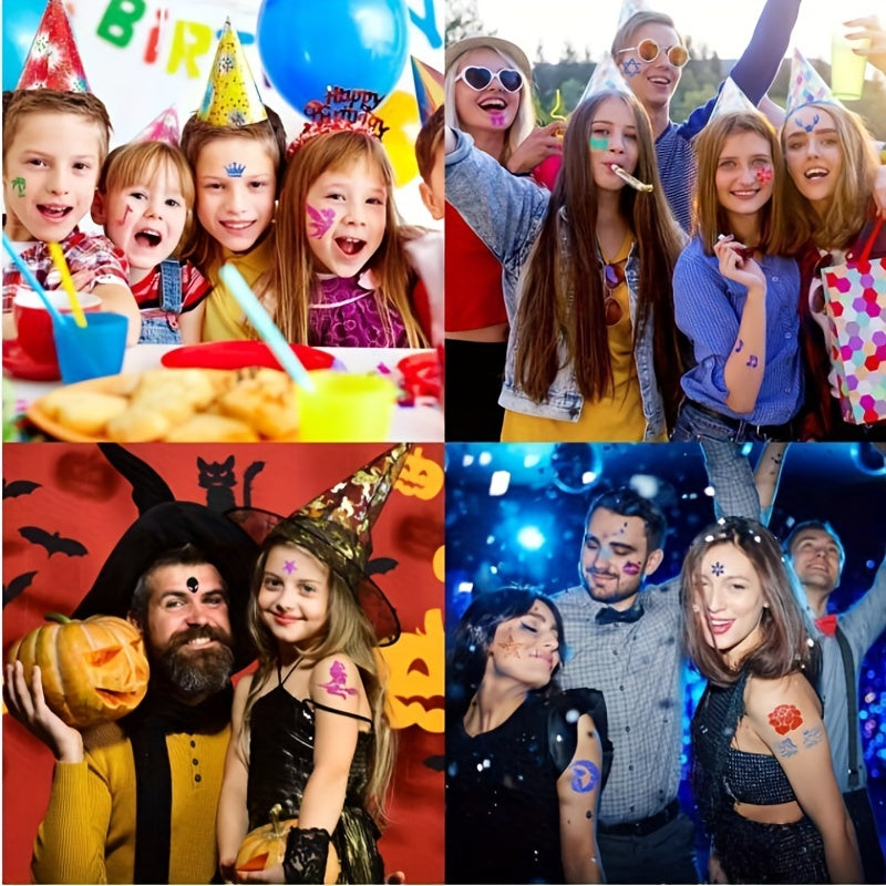 Temporary Glitter Tattoo Kit 24 Colors 200 Stencils 5 Brushes 3 Glue