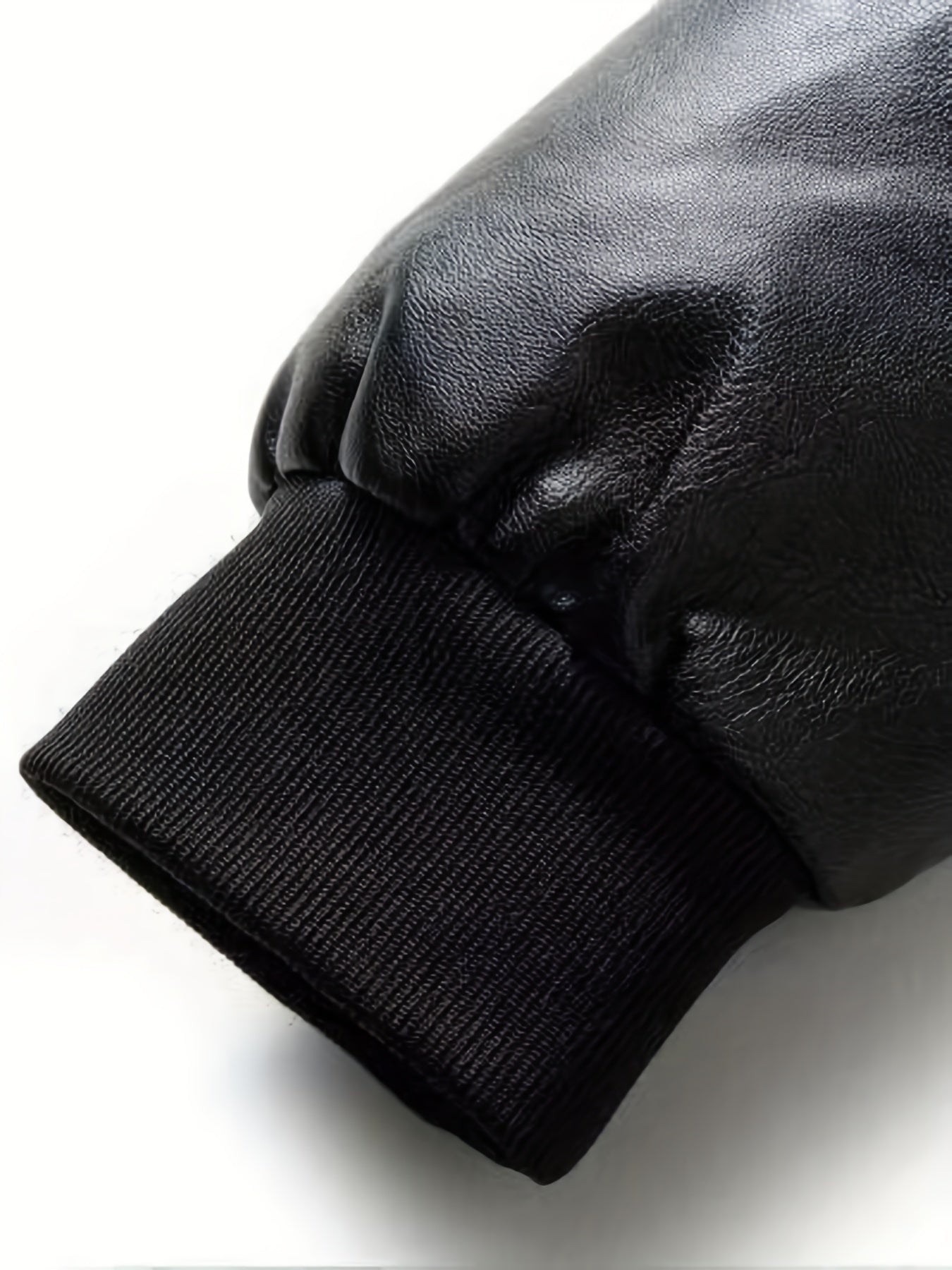 Men's Zip Up Faux Leather Jacket Baseball Collar