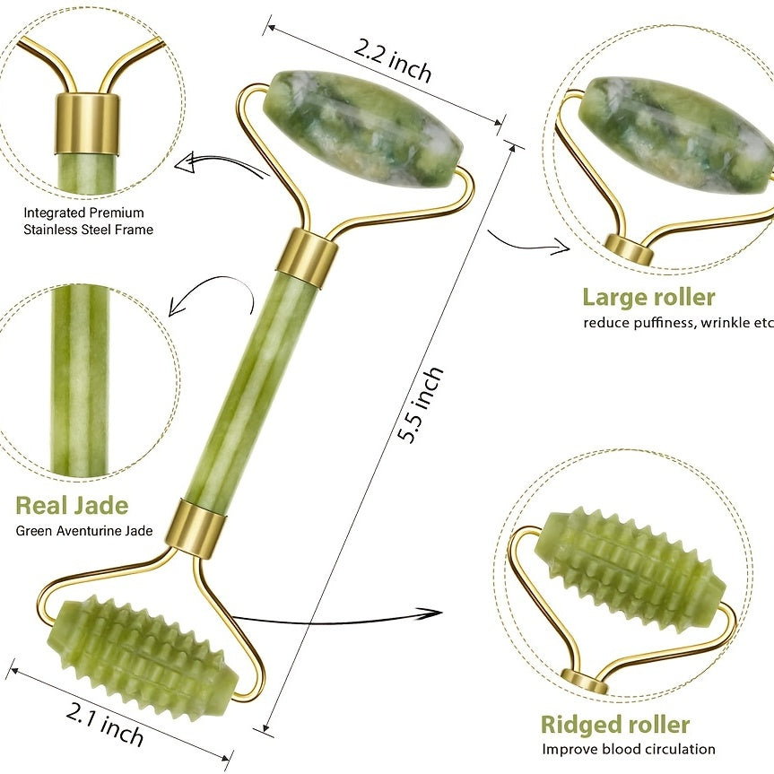 Jade Roller & Gua Sha Facial Massager for Face Eyes Neck and Body