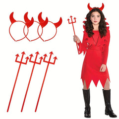 Devil Halloween Costume Headband & Pitchfork Set for Girls