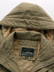 Men's Cargo Jacket Warm Coats Fleece Lined Military Jackets Cotton