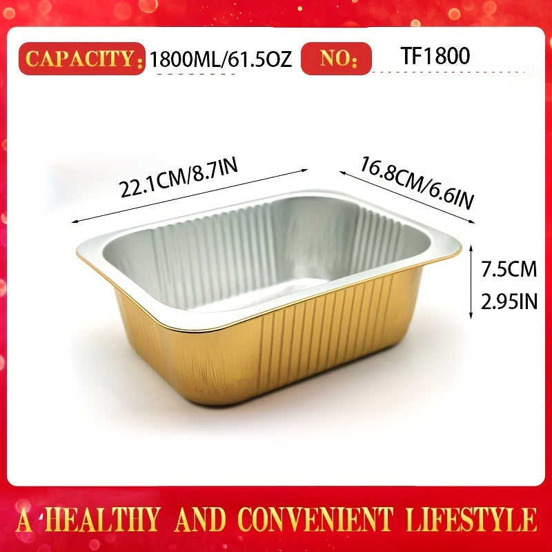 20pcs Golden Foil Baking Pan With Lid 11-61.5 Oz Disposable Aluminum Foil Pan