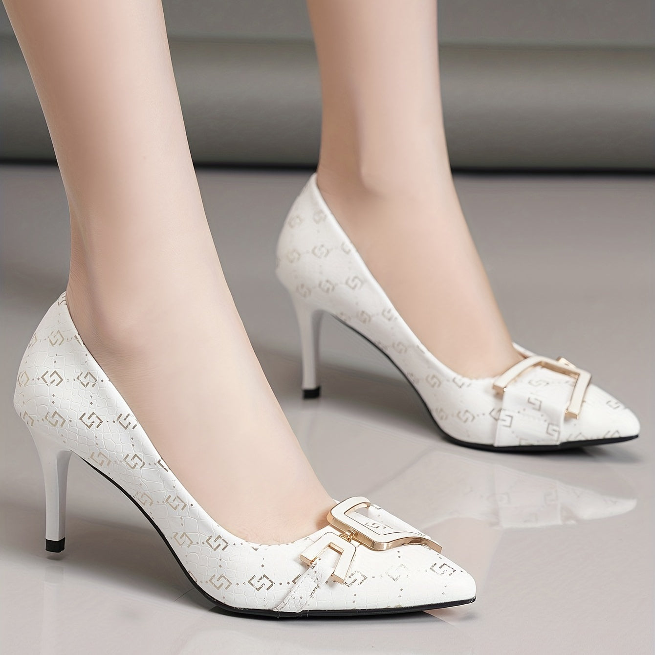 Geometric Pattern Stiletto Heels Point Toe Dress Pumps Women's Heels