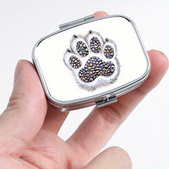 Dog Paw Print Square Medicine Box 2 Compartment Pill Box Travel Outdoor Sports