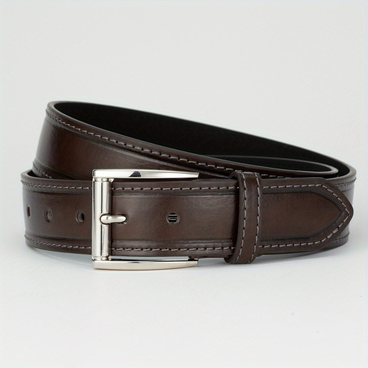 Men's Single Jacket Dress Belt Casual Alloy Pin Buckle PU Leather Belt