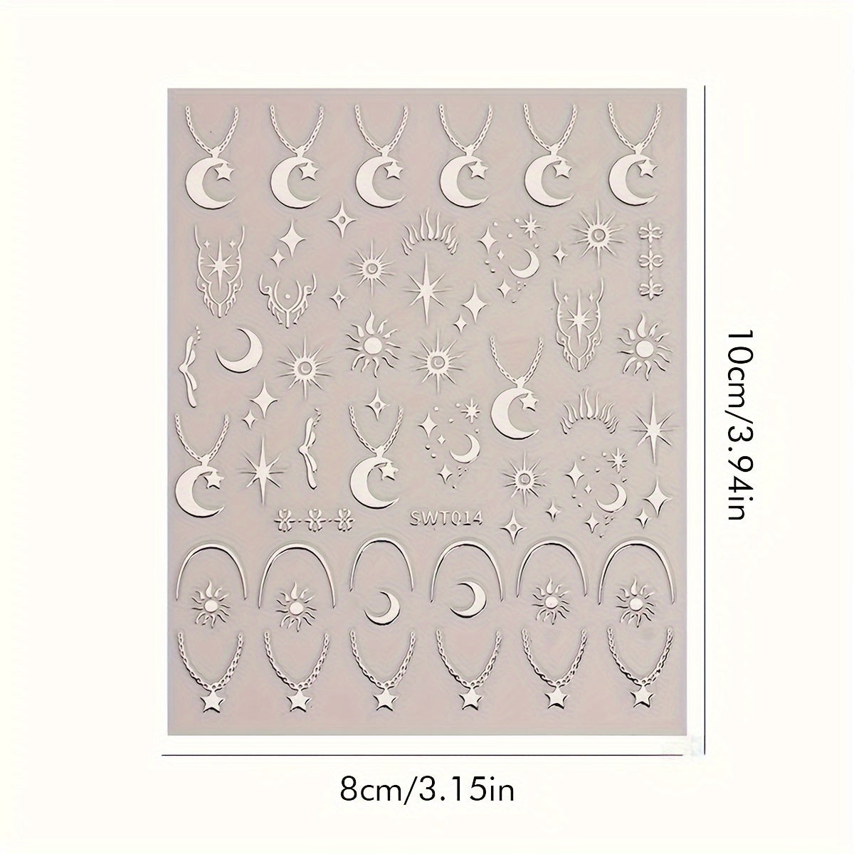 Bronzing Nail Stickers Angel Wings Star Moon Necklace Nail Decals