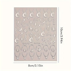 Bronzing Nail Stickers Angel Wings Star Moon Necklace Nail Decals