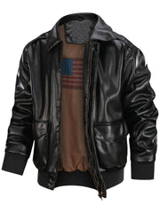 Men's Vintage PU Leather Jacket Warm Winter Motorcycle Coat