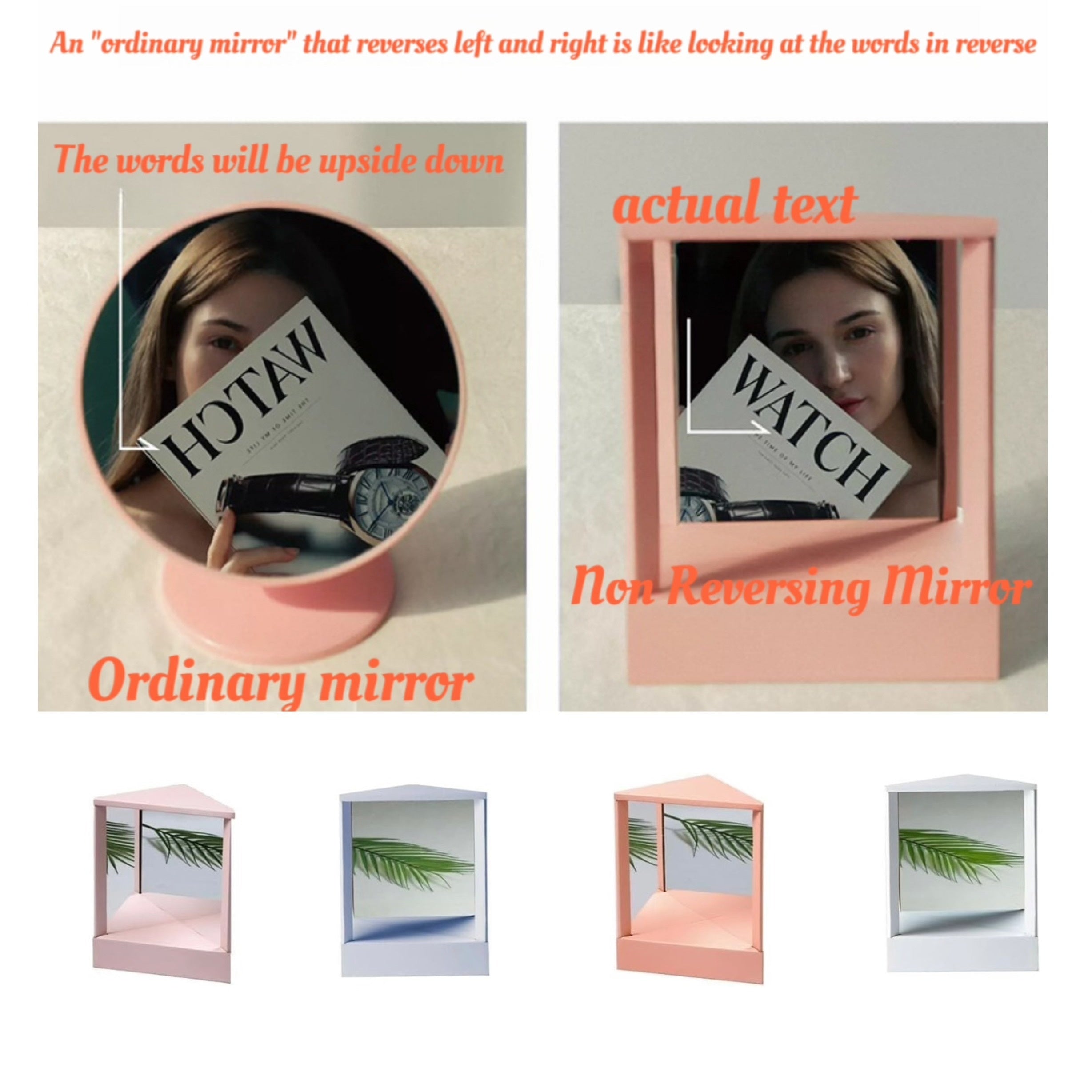 True Mirror Non Reversing Stand Mirror True Reflection Vanity Makeup Mirror