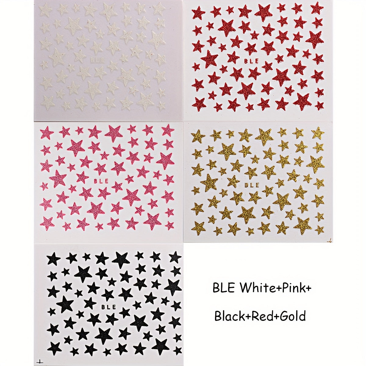 Sparkly Star Nail Art Stickers Self Adhesive Easy to Apply Long Lasting
