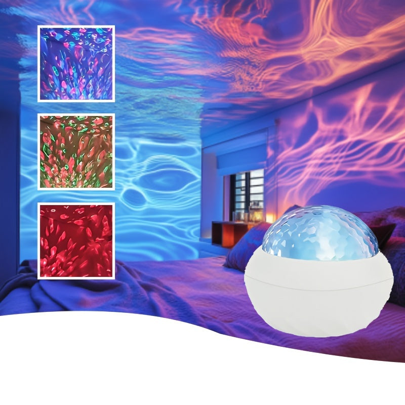 Water Ripple Projector Night Light Remote Control Multiple Colors Modes Ideal Gi