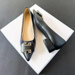 Women's Chunky Low Heels Pointed Toe Slip On Shoes