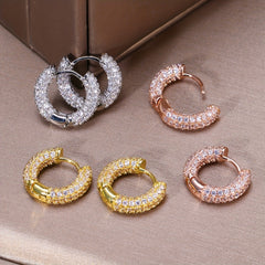 Men's Round Earrings with Artificial Diamond Zircon