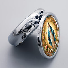 Virgin Mary Metal Pill Box 3 Compartment Portable Organizer