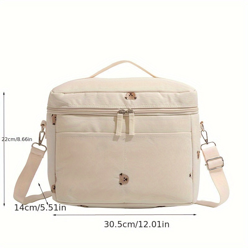 Beige Insulated Bottle Cooler Bag Stroller Storage Breastmilk Preservation