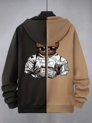 Men's Panda Cartoon Hooded Jacket Casual Zipper Hoodies for Spring Fall