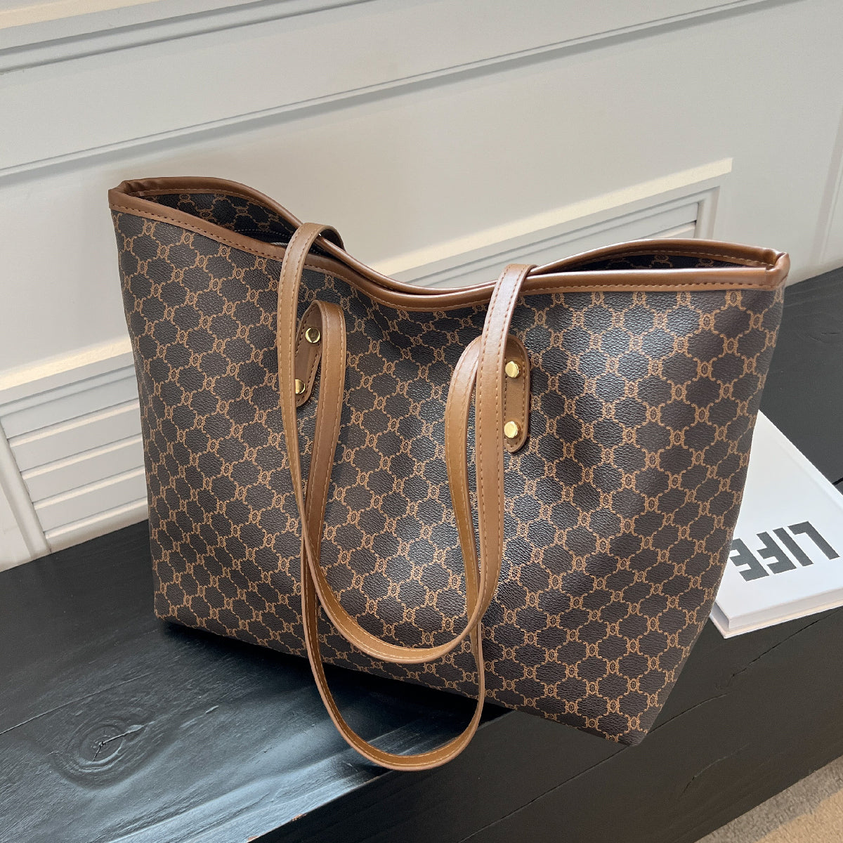 Vintage Pattern Tote Bag Large Capacity Stylish Shoulder Bag