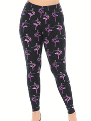 Ballet Girl Print High Rise Leggings