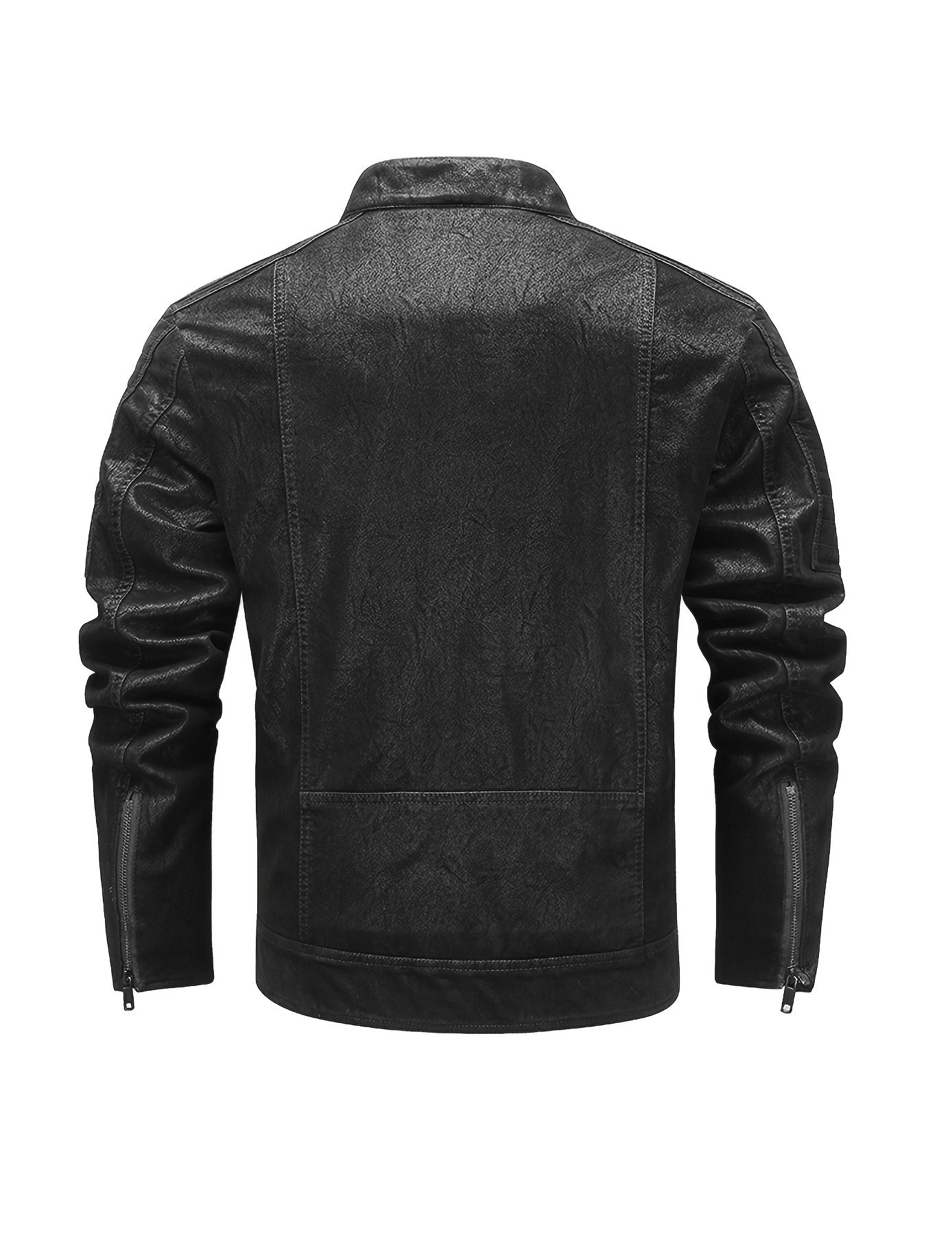 Men's Middle aged PU Leather Jacket With Zipper
