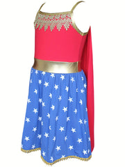 Girls Wonder Women Dress Cotton Clothes Summer Toddler Kids Party Tutu Dresses