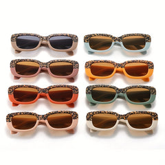 UV400 Macaron Narrow Frame Leopard Print Kids Sunglasses