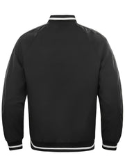 Bottom Stripe Varsity Jacket Men's Casual Baseball Collar Button Up Jacket