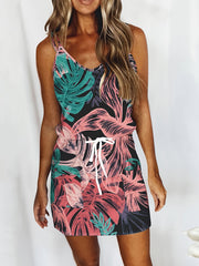 Floral Print Spaghetti Dress Street Wear Summer Beach Dress
