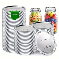 50pcs Mason Can Lids Reusable Split Lids with Sealing Rings