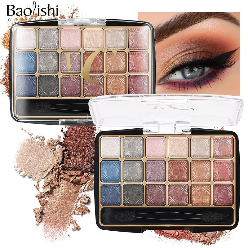 18 Eyeshadow Palette Matte Shimmer Metallic Textures Long Lasting