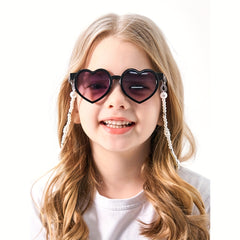 Heart Shaped Sunglasses with Pearl Glasses Chain
