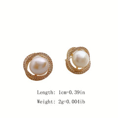 Vintage Faux Pearl Stud Earrings Ear Jewelry For Women