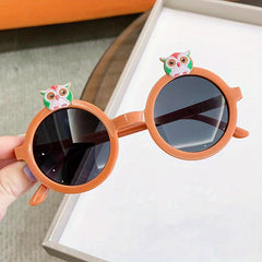 Youth Owl Round Frame Sunglasses Sun Protection Decorative Accessory