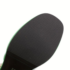 Women's Chunky Heels Pearl Strap Pumps Faux Leather