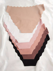 6pcs Scallop Trim Briefs Seamless Intimates Panties Women's Lingerie