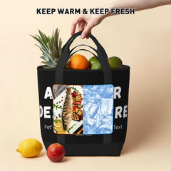 Large Capacity Insulated Lunch Bag, Zipper Polyester Square Lunch Tote