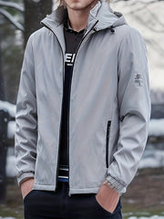 Hooded Windbreaker Jacket Men's Zip Up Coat for Outdoor Activities