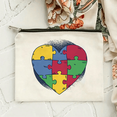 Puzzle Theme Foldable Makeup Bag Zipper Closure