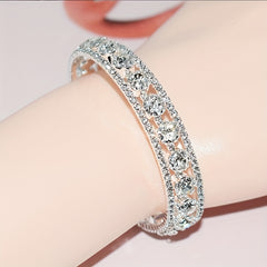 Bridal Rhinestone Full Diamond Winding Open Bracelet