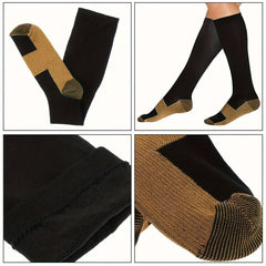 5 Pairs Copper Compression Socks 20-30mmHg Graduated Pressure Striped Pattern