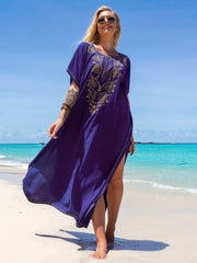 Boho Kaftan Dress Women's Plus Tribal Embroidered Batwing Sleeve