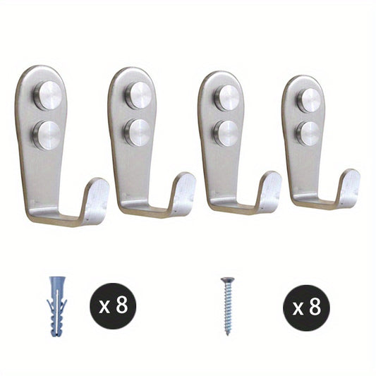 8pcs Stainless Steel Heavy Duty Wall Hooks Waterproof Hooks
