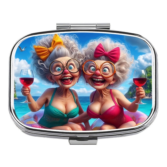 Grandma Pill Organizer Metal Dual Compartment 1pc