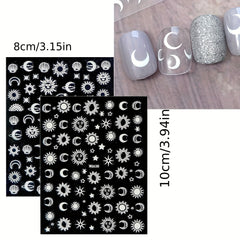 Colorful Moon Star Sun Nail Art Stickers Decals Self Adhesive Pegatinas