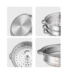 3pcs Stainless Steel Steamer Large Capacity Steaming Fish Cooking Soup