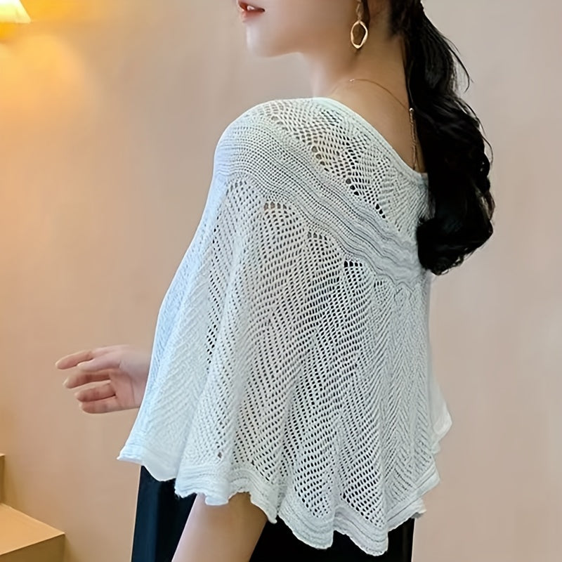 Ruffles Cape Knitted Women Shawl Windproof Wrap Scarf
