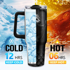 40oz Stainless Steel Dragon Tumbler Insulated Travel Mug with Lid and Handle