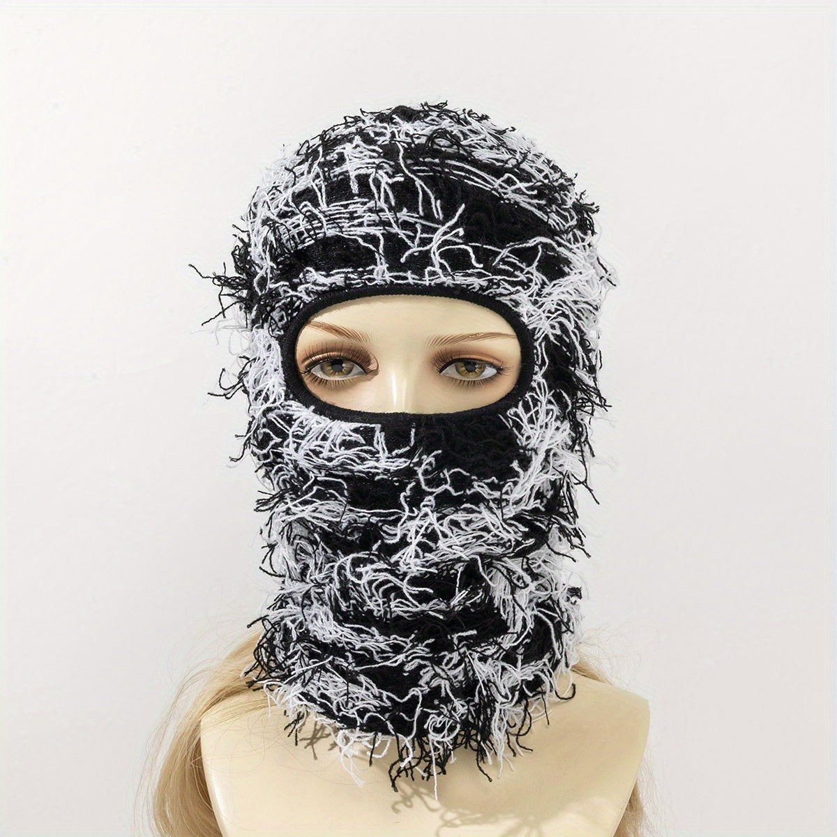 Y2K Camo Balaclava Ski Mask - Full Cover Knit Headgear for Men Women