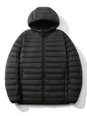 Classic Waterproof Hooded Puffer Jacket Men's Casual Loose Fit Duck Down Coat